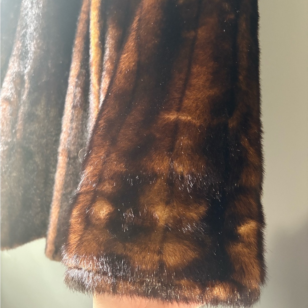 Vintage Faux Fur Coat XL Brown Mink Look Made in USA Olympia Limited Glam Winter - Picture 4 of 10